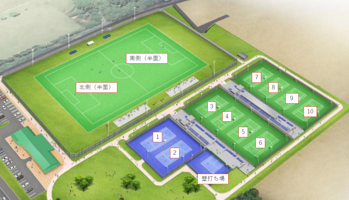 鹿屋市野里運動公園 予約システム コート番号