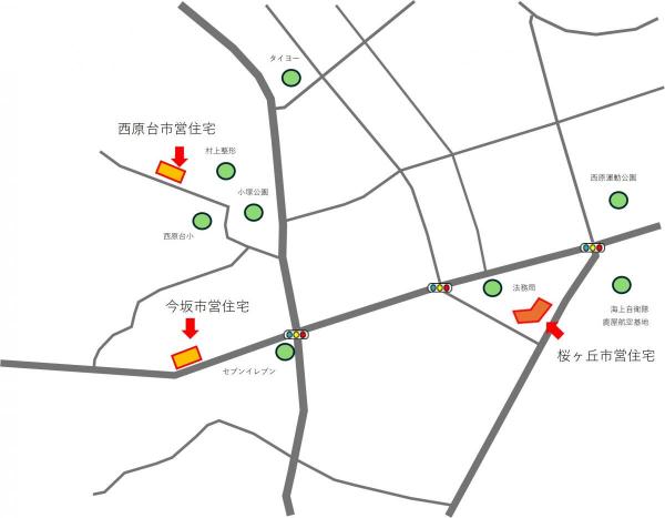 西原台・今坂・桜ヶ丘位置図