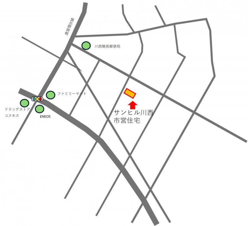 サンヒル川西位置図