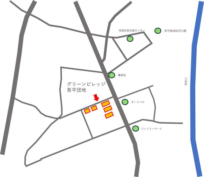 グリーンビレッジ吾平団地位置図